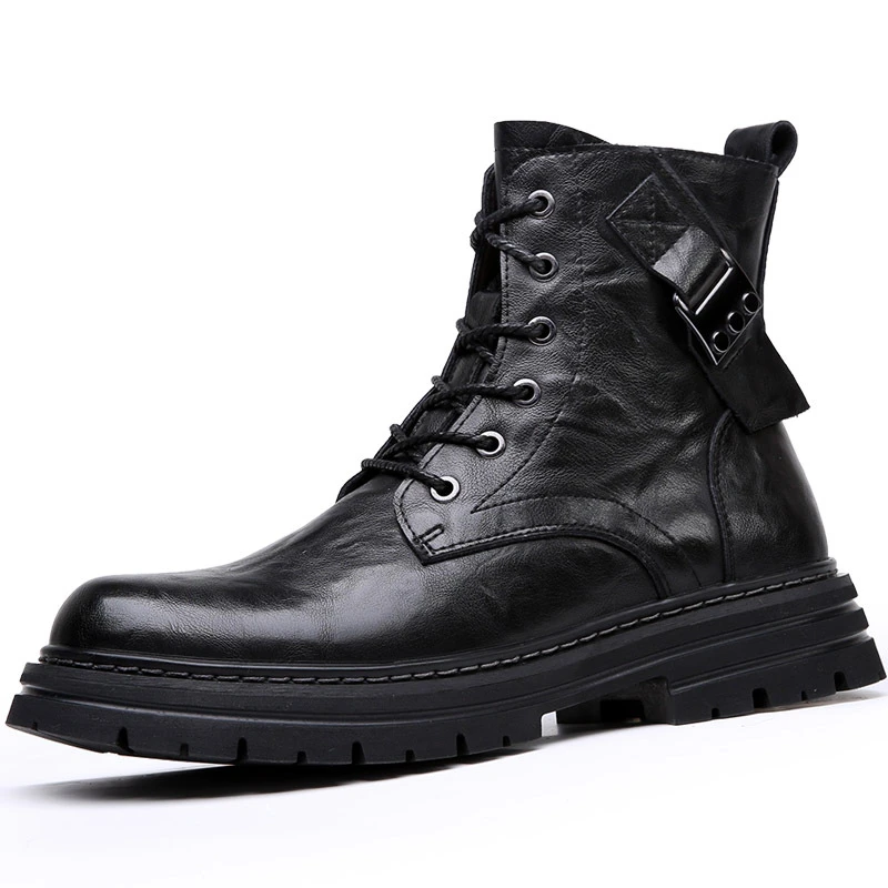 Men Shoes High-top Platform Cargo Boots British Style Warm Plush Leather Boots V - £252.38 GBP