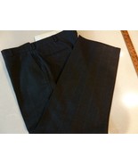 Mens 100% Wool Dress Pants Me  Gray  wiide Pinstripes 38W 29.5 I Flat front - $29.71 CAD