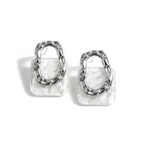 Korea Acrylic Resin Geometric Square Hanging Stud  Earrings New Fashion Hollow M - £10.66 GBP