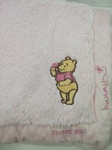 Disney Pooh butterfly pink plush thick blanket soft Sweet as hunny honey 28&quot; - £15.81 GBP