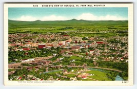 Birds-Eye View From Mill Mountain Roanoke Virginia Postcard Linen Unused VA - $12.54