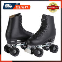 Skates Men&#39;s Premium Leather Lined Rink Roller Skate - Classic Black Qua... - £87.61 GBP