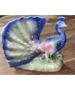Vintage Peacock Iridescent Lusterware  Porcelain Figurine 8.5&quot; H 9&quot; L - $470.20 MXN
