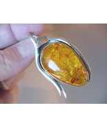 p70-10) 13.7 grams  AMBER oval .925 Sterling SILVER abstract face head P... - $197.47 CAD
