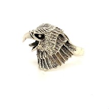 Vintage Sterling Silver American Eagle Hawk Bird&#39;s Head Large Statement Ring - £55.08 GBP