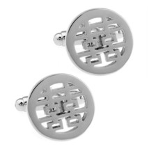 Double Happiness Cufflinks Wedding Good Luck Chinese Character Symbol Round New - £9.58 GBP