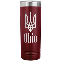Ohio - 22oz Insulated Skinny Tumbler Tryzub Ukrainian Trident - Maroon - $33.00