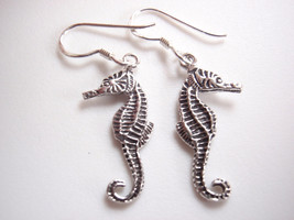 Seahorse 925 Sterling Silver Dangle Earrings ocean marine sea - £8.74 GBP