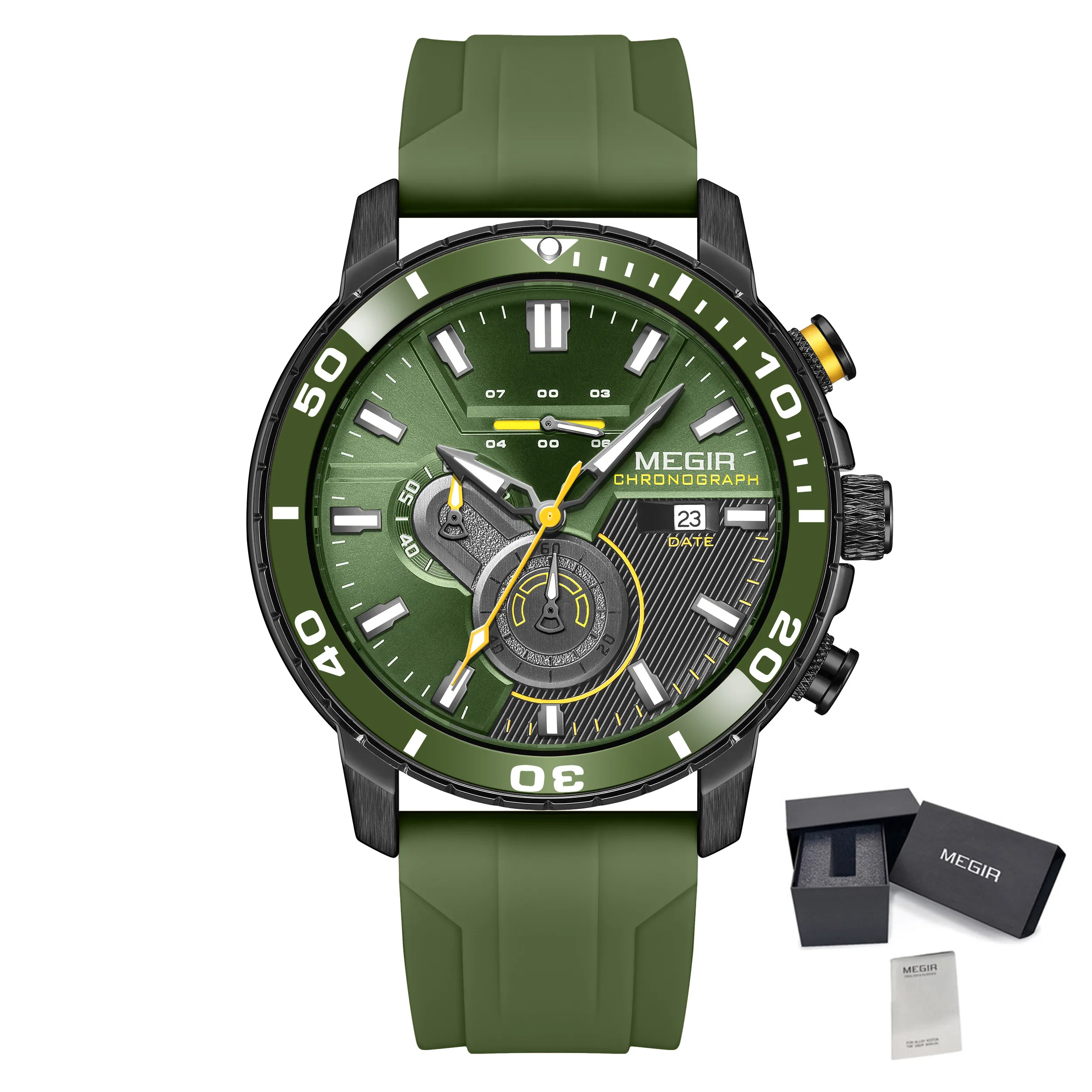 Male Chronograph Luxury Quartz Military Watch for Men Silicone Calendar Waterpro - £25.57 GBP
