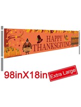 Autumn Fall Decor Large 8.2 x 1.5 FT Happy Thanksgiving Banner (a) A15 - £78.94 GBP