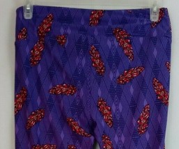 New LuLaRoe Tall &amp; Curvy Leggings Purple With Beautiful Pink Feathers Design - £12.39 GBP