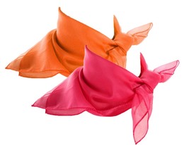 50s Style Sheer Chiffon Square Scarves Set w 1 Orange and 1 Pink Scarf - Hey Viv - £15.16 GBP