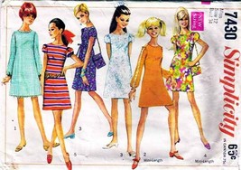 Vintage 1967 Misses' DRESS & Bag Simplicity Pattern 7430-s Size 12 - £9.59 GBP