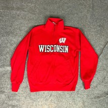 Wisconsin Badgers Mens Pullover Medium Red 1/4 Zip Sweatshirt Champion College - £19.32 GBP