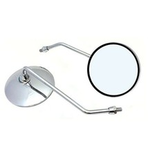 Motorcycle MIRRORS Chrome PAIR Round Stock Style Long Stem 10mm - £19.89 GBP