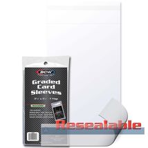 2 packs of 100 (200) BCW 3 ¾" x 5 ½" + 1" Flap Resealable Graded Card Sl... - $11.70