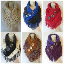 Crochet fringe triangle cowl scarf pattern PATTERN ONLY - £6.32 GBP