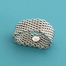 Size 7.5 Tiffany &amp; Co Sterling Silver Somerset Mesh Basket Weave Ring Unisex - £246.35 GBP