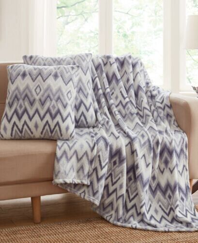 Morgan Home Fashions Prints 3 Pack Decorative Pillows & Throw - Blue - $29.70