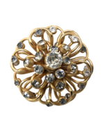 VTG Napier Flower Swirl Rhinestone Gold Plated Brooch 2&quot; - £67.01 GBP