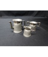 Antique 19th C. Pewter Toy Child&#39;s Tea Set 1800s Rare Teapot Sugar Bowl ... - $27.76