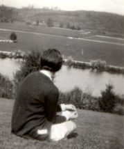 Woman Sitting On Hillside Photograph Original Snapshot Antique Found Photo - £7.86 GBP