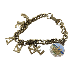 Vintage Charm Bracelet Religious St Anne de Beaupre Spell Out danglers - £22.96 GBP