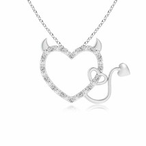Diamond Devil Heart Pendant Necklace in Silver (Grade- IJI1I2, Size- 1MM) - £132.63 GBP