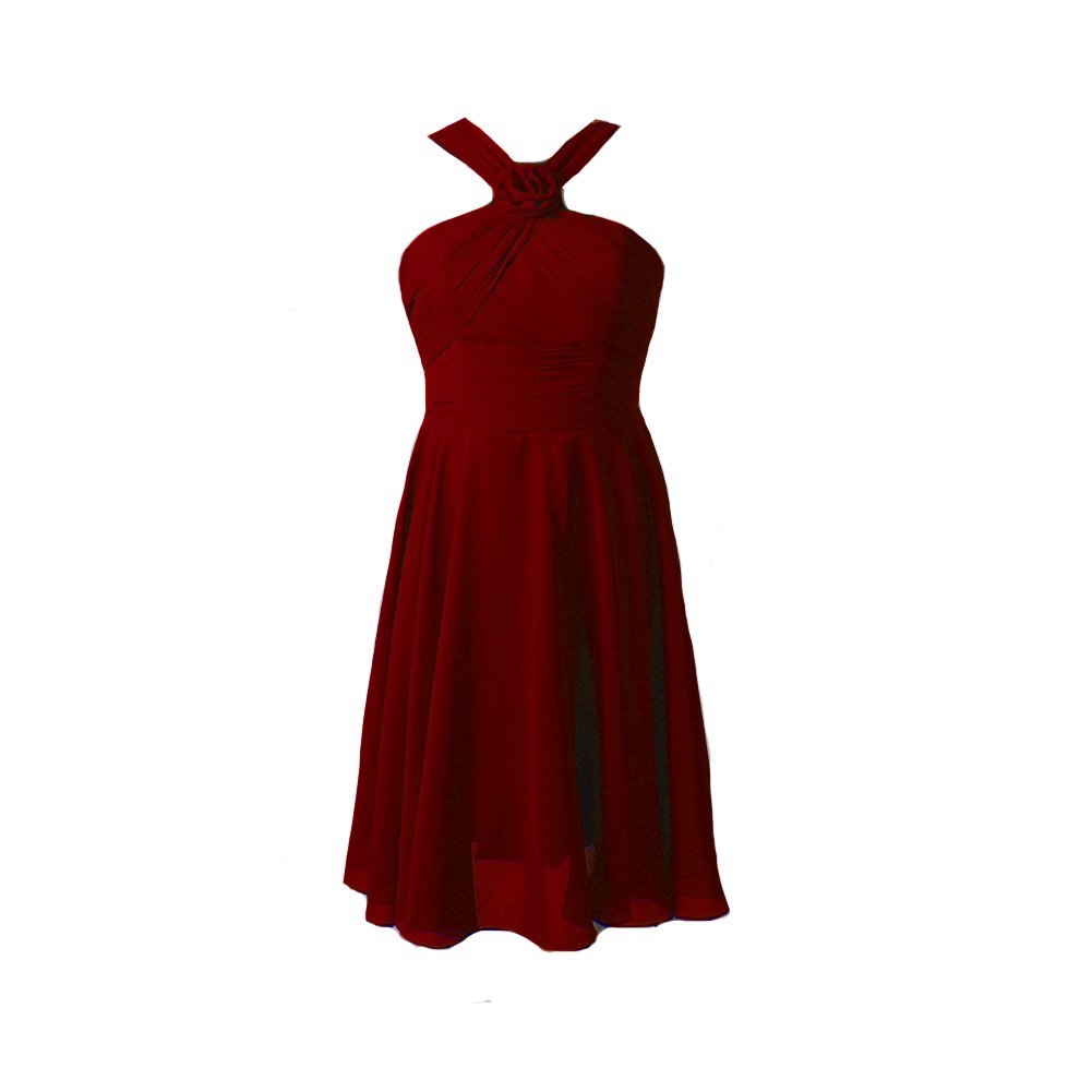 Kivary Women's Short Floral Knee Length Prom Bridesmaid Dress with Straps Burgun