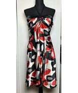 Bisou Bisou Dress Womens 12 Black Red Michele Bohbot Halter Mini A-Line ... - $21.46