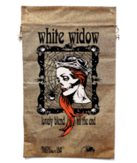 WHITE WIDOW MARIJUANA BURLAP BAG skeleton woman pot leaf wall hanging #1... - $16.10