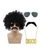 Disco Costume Accessory Wig with Mustache Glasses 4 PC Set NWT Sealed - $13.86