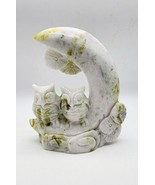 Xiuyan Jade Moon With Owls, Hand-Carved Gemstone Carving, Jade Owls, and... - £36.99 GBP