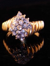 Vintage 10kp GOLD ring / 17 diamond cluster ring / anniversary diamond ring / Si - £224.27 GBP