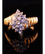 Vintage 10kp GOLD ring / 17 diamond cluster ring / anniversary diamond r... - $285.00