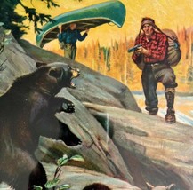 Hunting Bear And Cubs Lithograph Art Preparedness C.1950s Hunter Trapper DWCC8 - £31.63 GBP