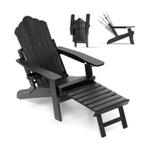 All-Weather HIPS Patio Adirondack Lounge Chair with Retractable Footrest - $195.00
