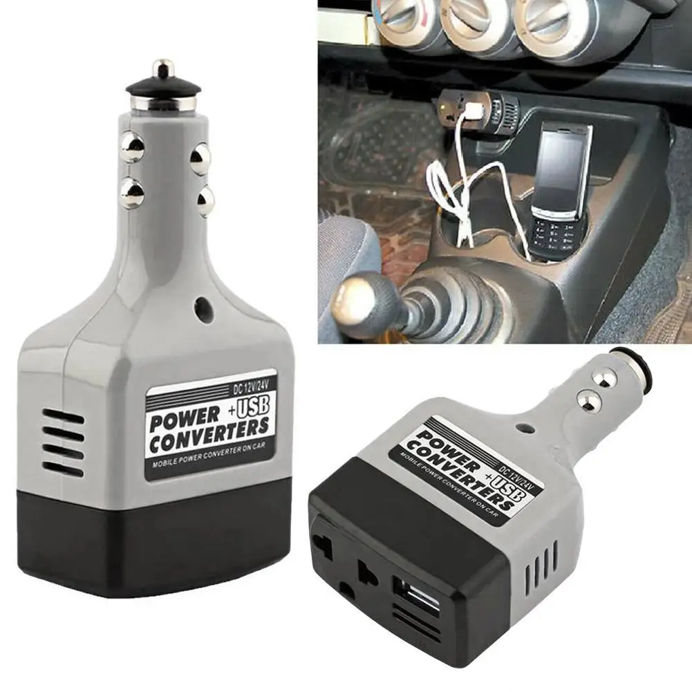 Car Power Adapter Car Power Converter Charger Used Universal 12v/24v To 220v Car - £10.32 GBP