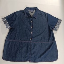 Original TY Wear RN#61804 Women’s Blue Cotton Denim Short Sleeve Shirt Size 16W image 8