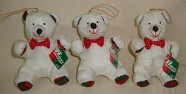 Gibson Greetings Puffy Bear plush Christmas Ornaments 1996 Vintage Set of 3 - £9.28 GBP