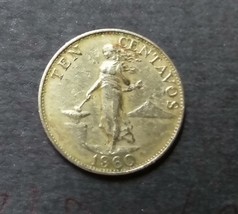 1960 Philippines Ten Centavos Coin, vintage - £1.18 GBP