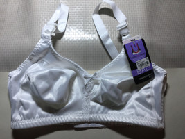 36D BALI White Satin Double Support Wirefree Women&#39;s Shiny T-Shirt CD Bra #3820 - £18.91 GBP