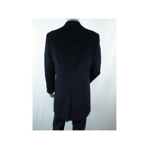 Men 100% Soft Wool 3/4 Length Winter Top Coat Cashmere Feel  #Til-71 Navy Blue image 9