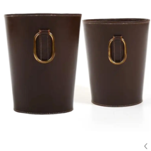 Shwaan Leather Round Trash Can/Dustbin/Studio Waste Basket/Multi purpose... - $270.27+