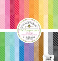 Doodlebug Petite Prints Double-Sided Cardstock Dot-Stripe Rainbow - £23.80 GBP