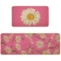 Spring Kitchen Mats Set of 2 Floral Daisy Rugs Pink 17x29 & 17x47 Inch - €19,36 EUR