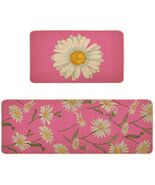 Spring Kitchen Mats Set of 2 Floral Daisy Rugs Pink 17x29 &amp; 17x47 Inch - $31.39 CAD