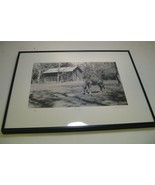 ART PHOTOGRAPHY Donkey wit shed &amp; trees &quot;Pete&quot; B&amp;W L. Santucci Frames 13... - $42.49