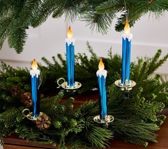 Set of 4 Illuminated 8&quot; Clip-On Taper Candles by Valerie in Blue - £154.58 GBP