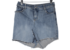 LANDS END Blue Denim Insert Frayed Distressed Unique Hi Lo Jean Mini Ski... - £41.09 GBP